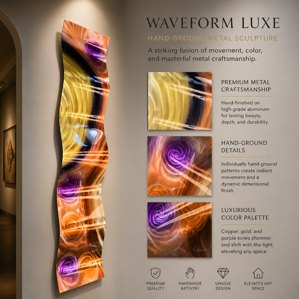 Waveform Luxe - Metal Wall Art 10"x46"