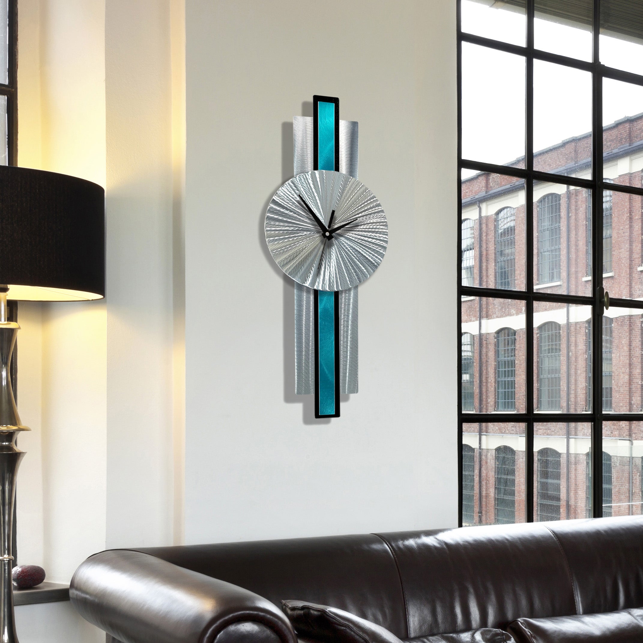 Infinite Orbit Clock Silver & Aqua