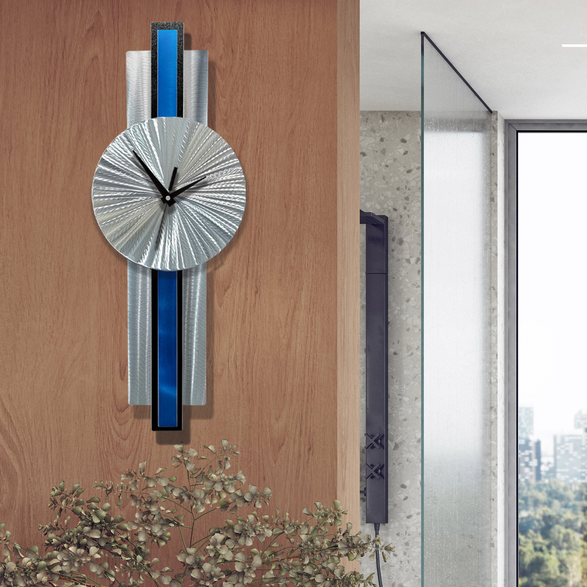 Infinite Orbit Clock Silver & Blue