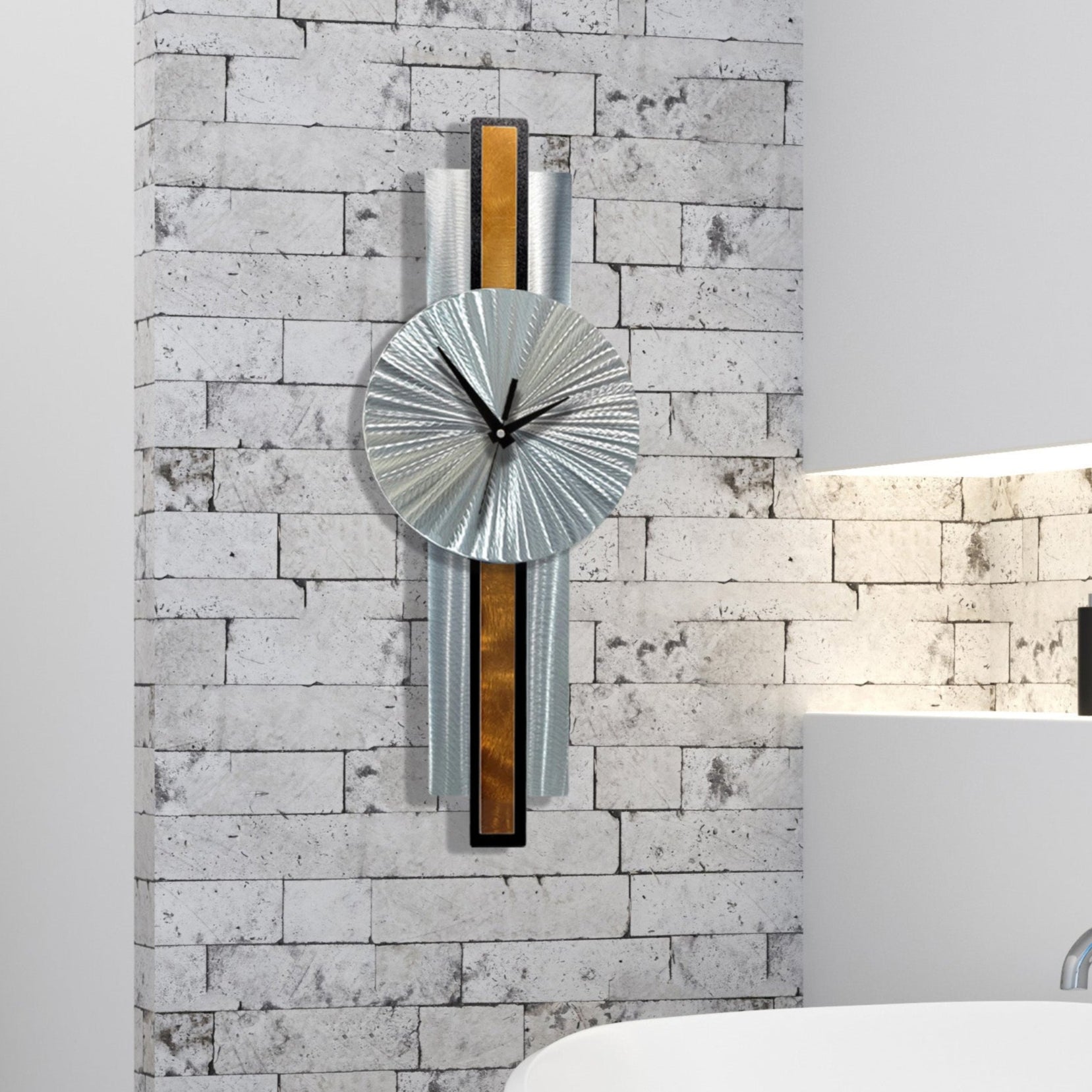 Infinite Orbit Clock Silver & Copper