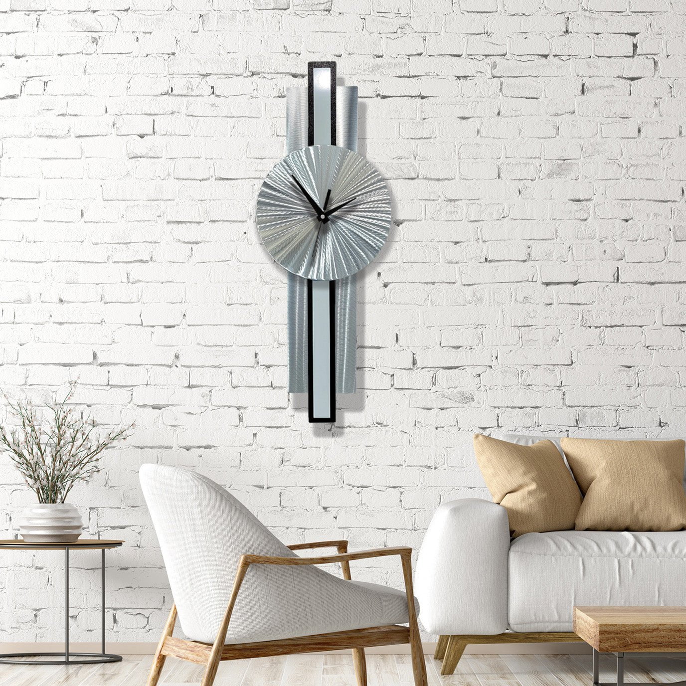 Infinite Orbit Clock Silver & Grey