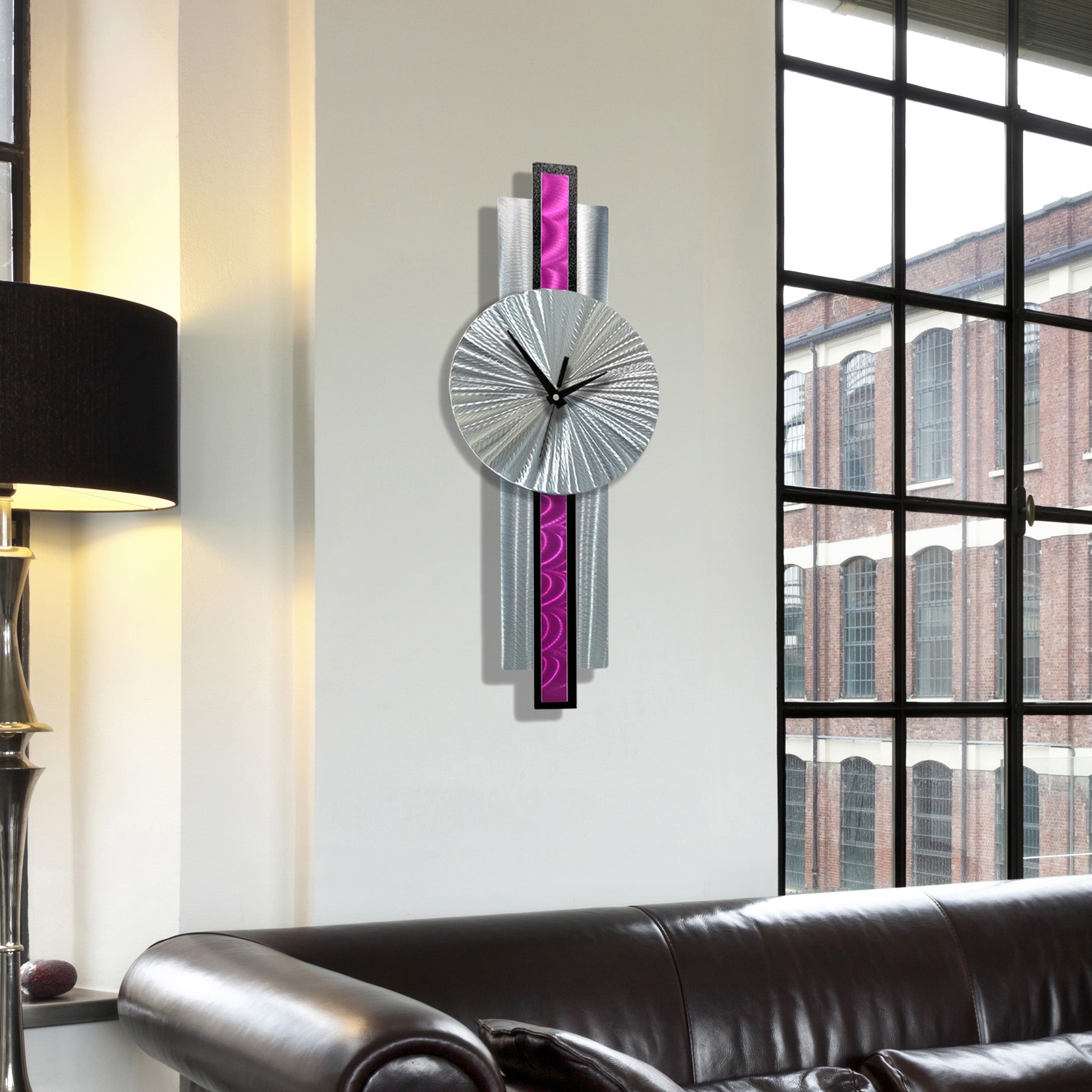 Infinite Orbit Clock Silver & Pink