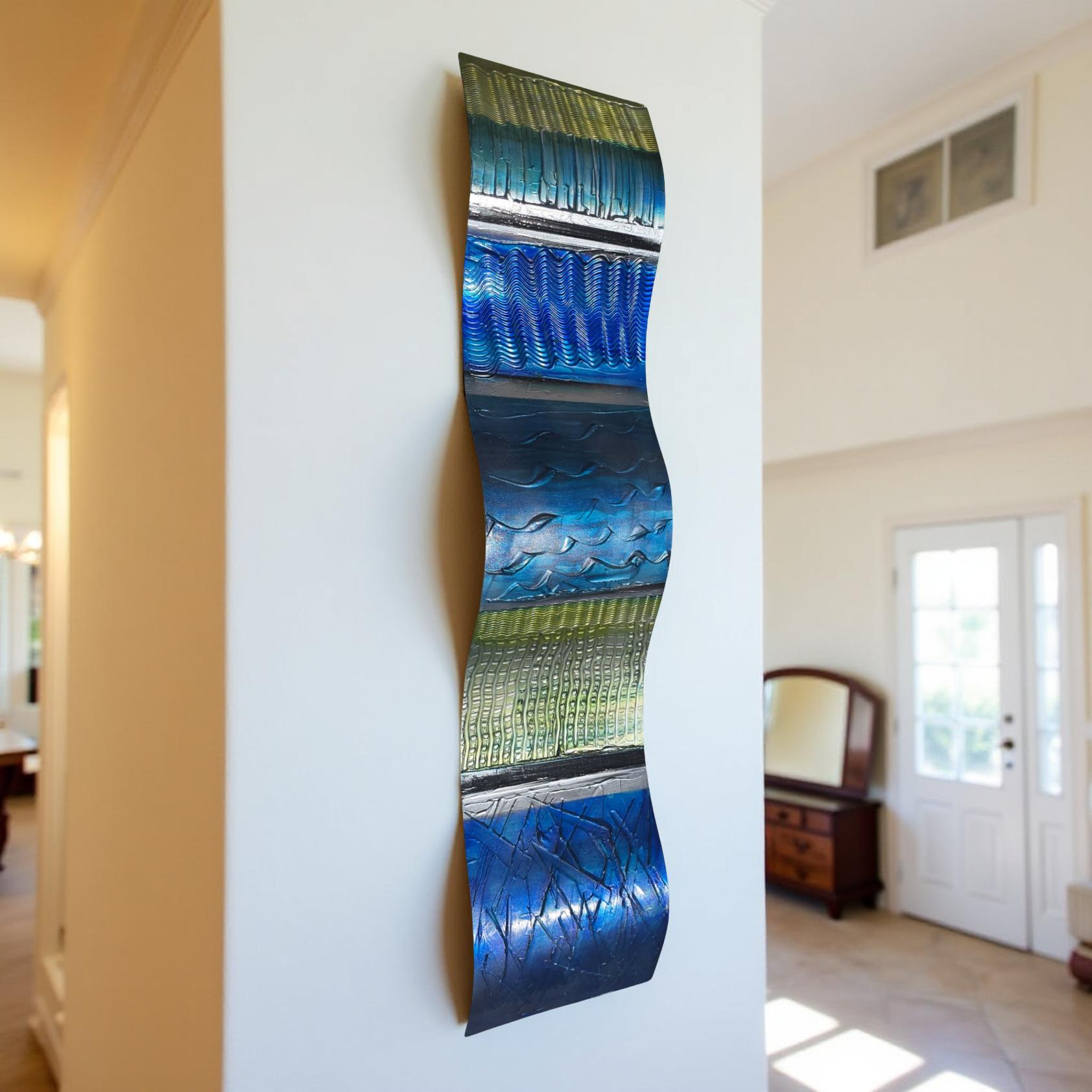 Ocean Rhythms - Textured Metal Wave Wall Art