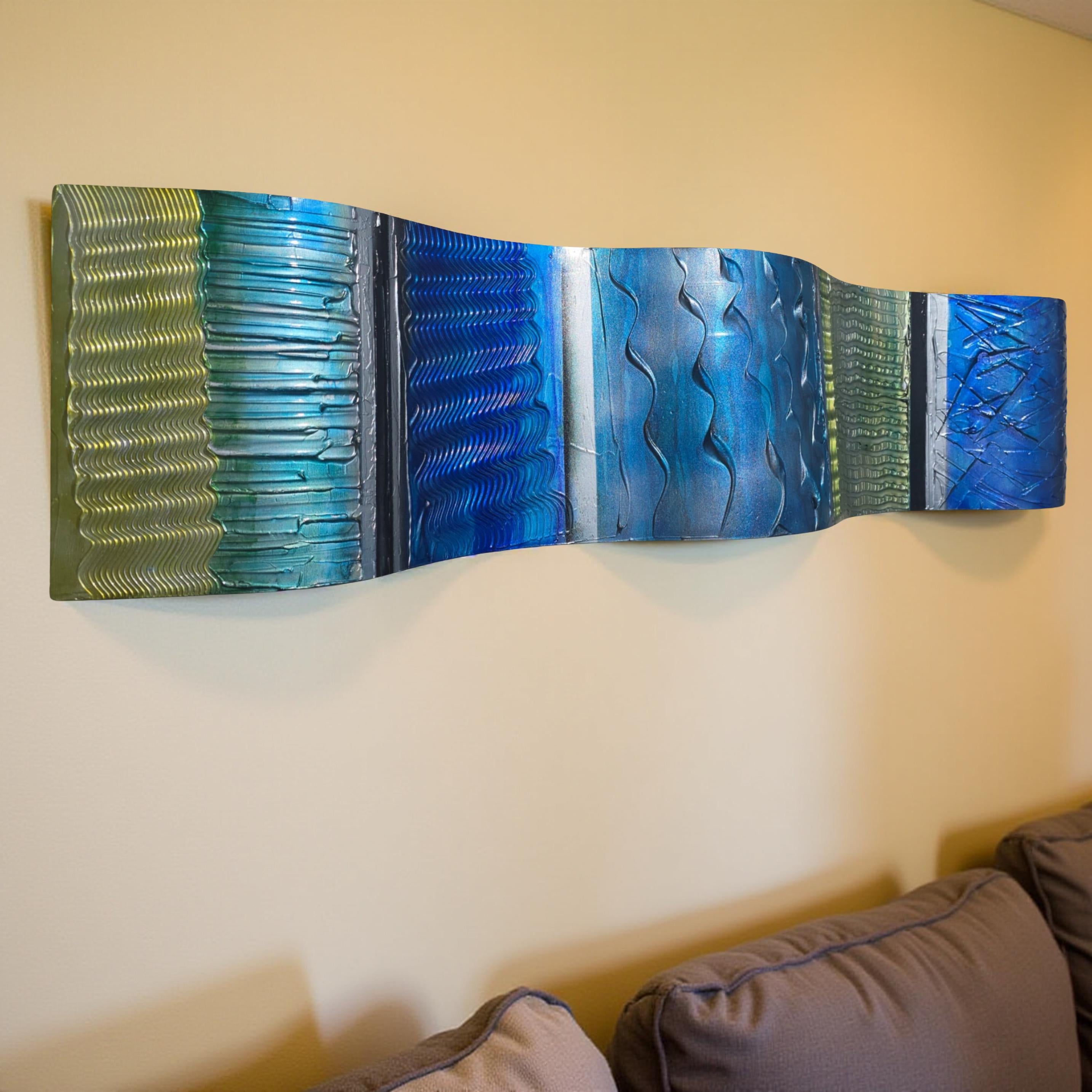 Ocean Rhythms - Textured Metal Wave Wall Art
