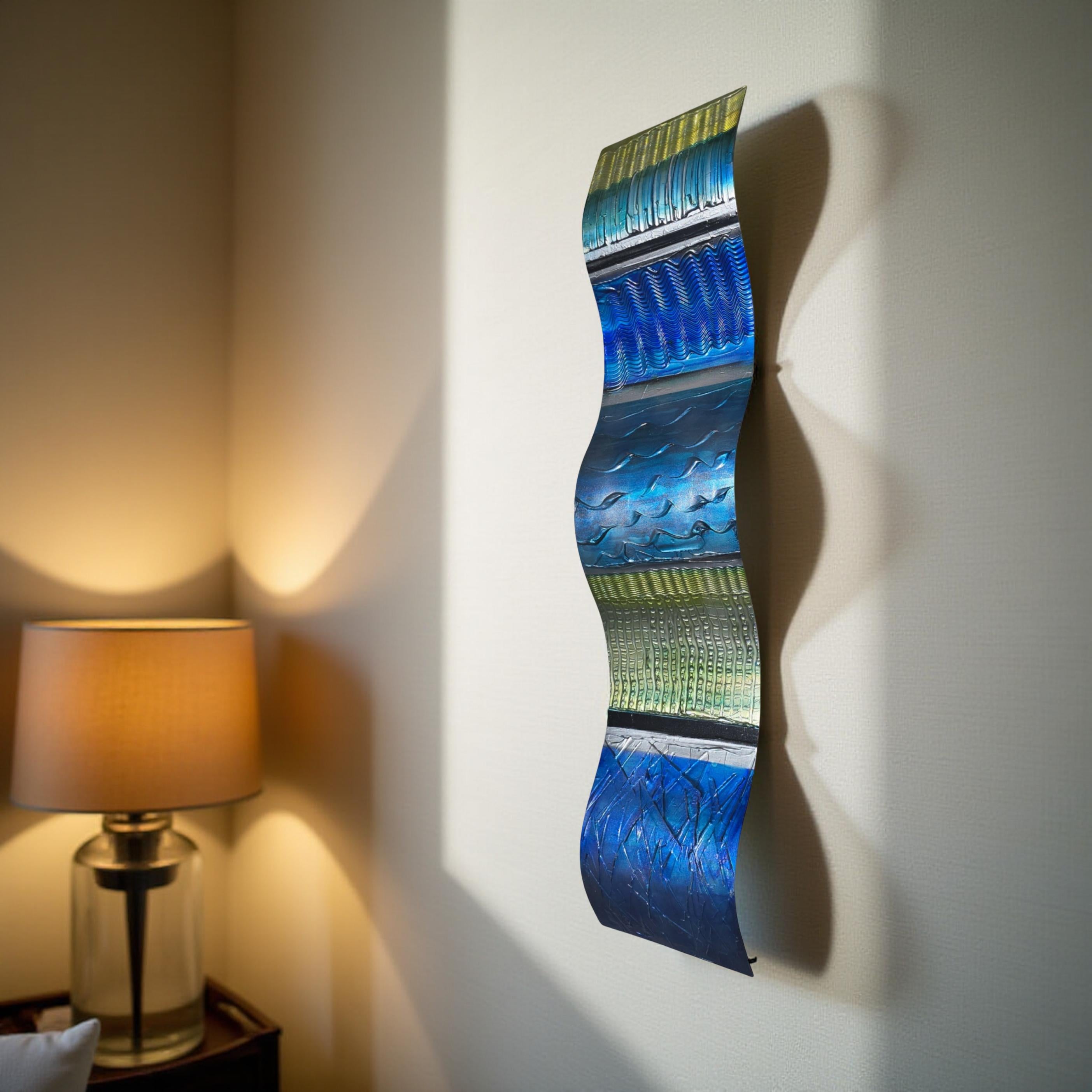 Ocean Rhythms - Textured Metal Wave Wall Art