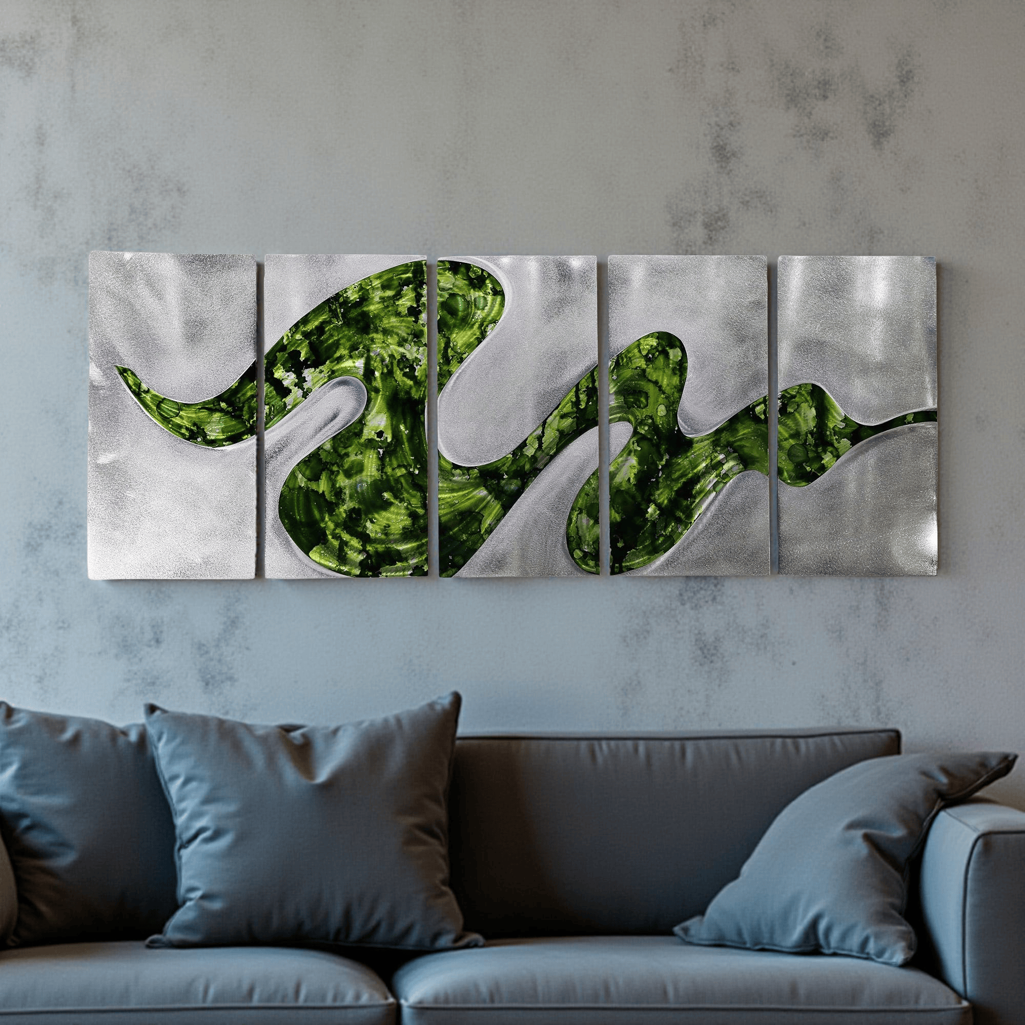 Emerald Flow - Contemporary Metal Wall Art