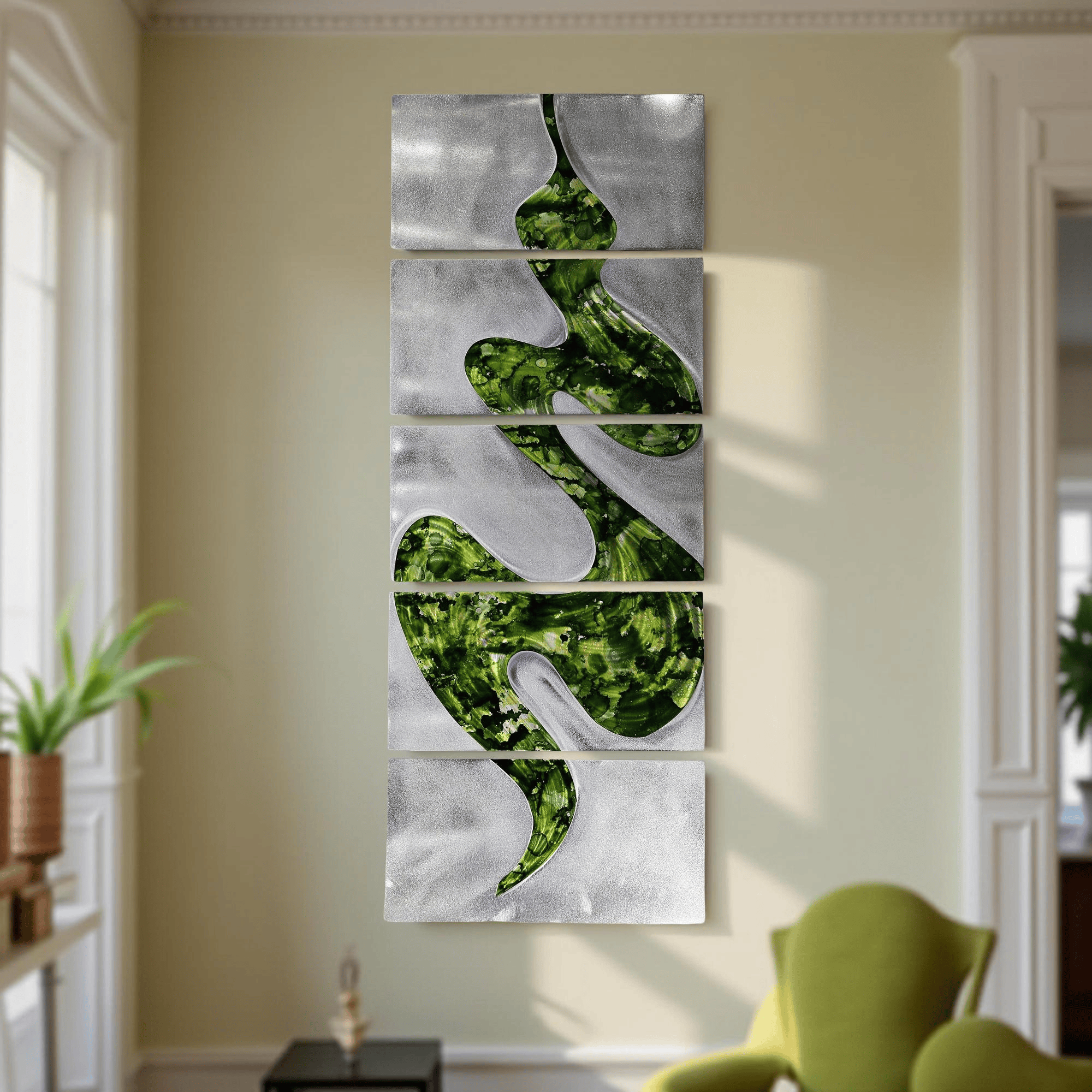 Emerald Flow - Contemporary Metal Wall Art