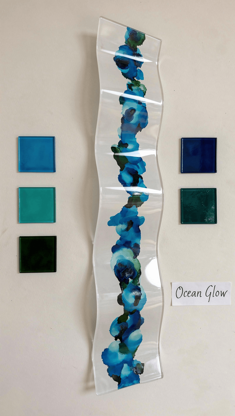 Ocean Glow - Metal Wave Art 10"x46"