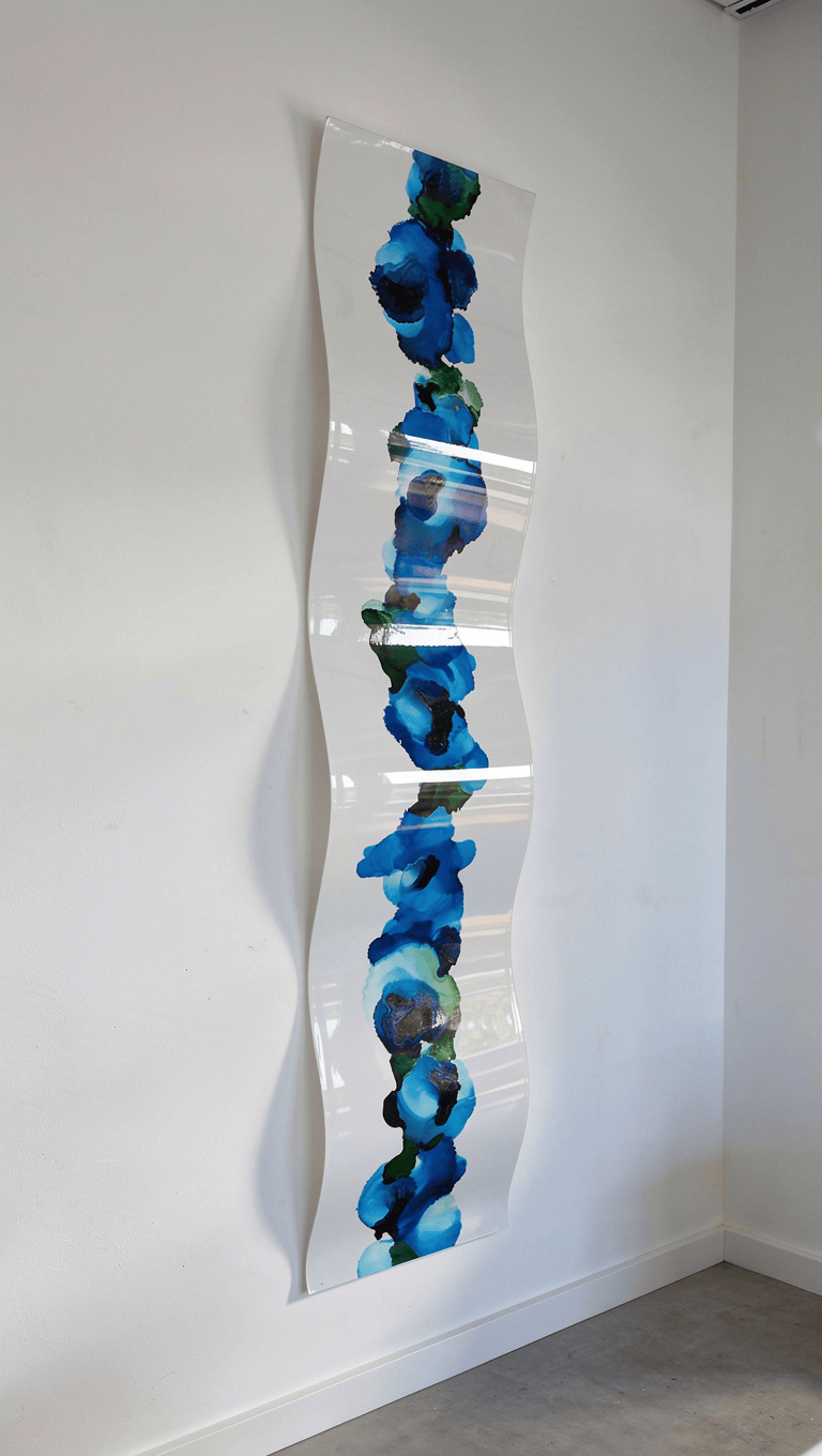 Ocean Glow - Metal Wave Art 10"x46"