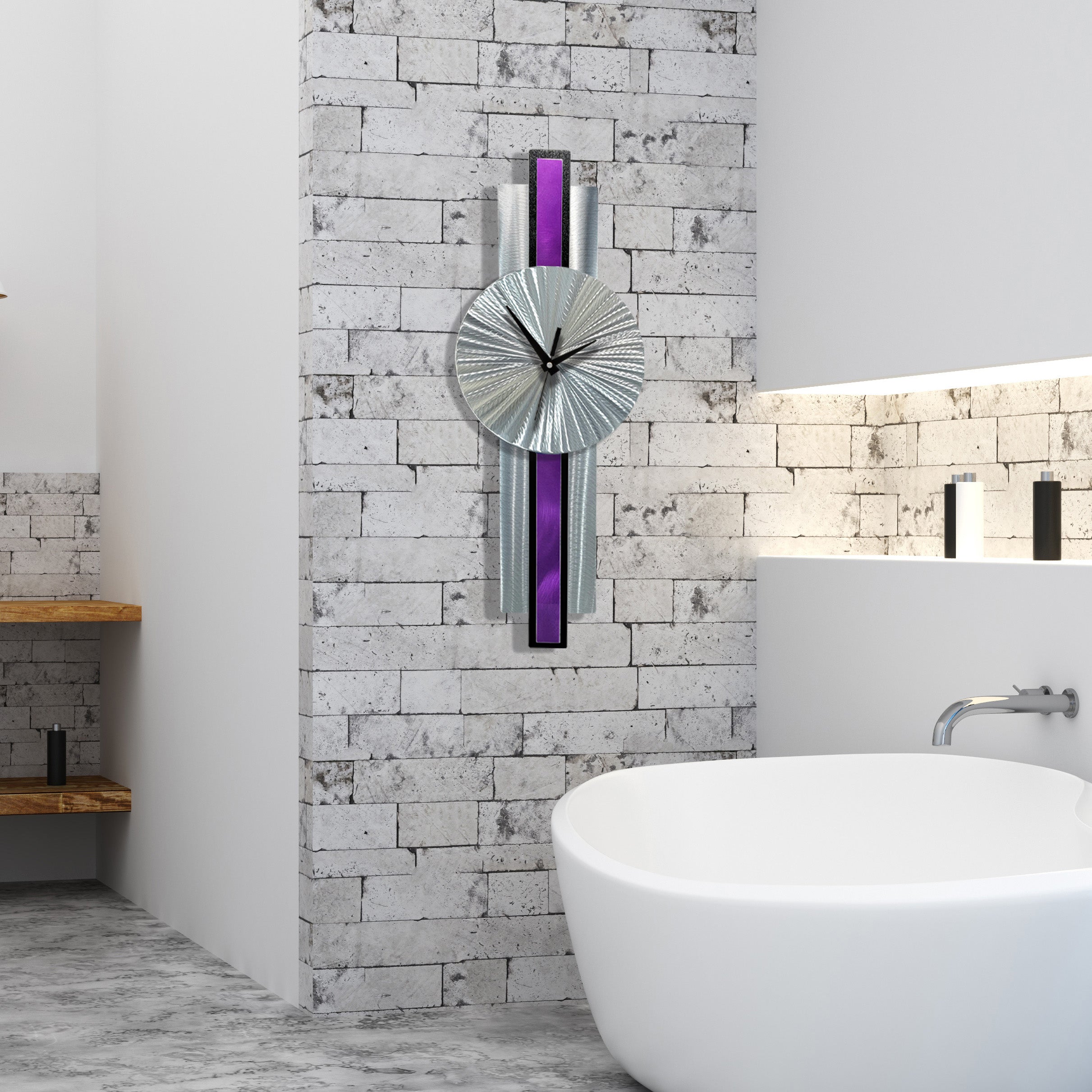 Infinite Orbit Clock Silver & Purple