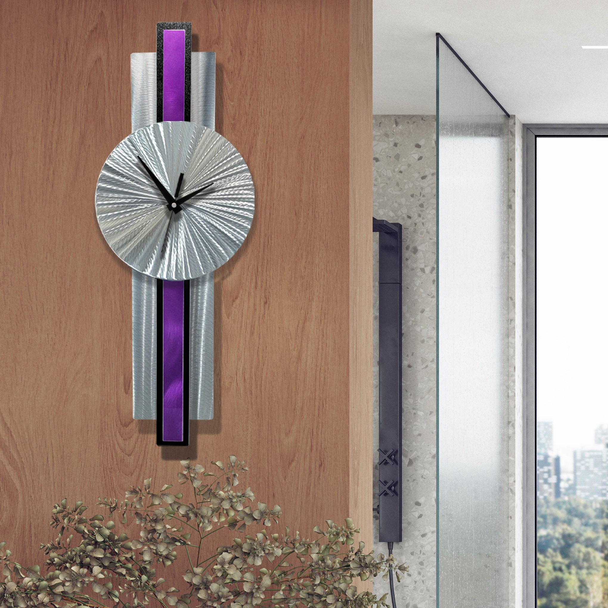 Infinite Orbit Clock Silver & Purple