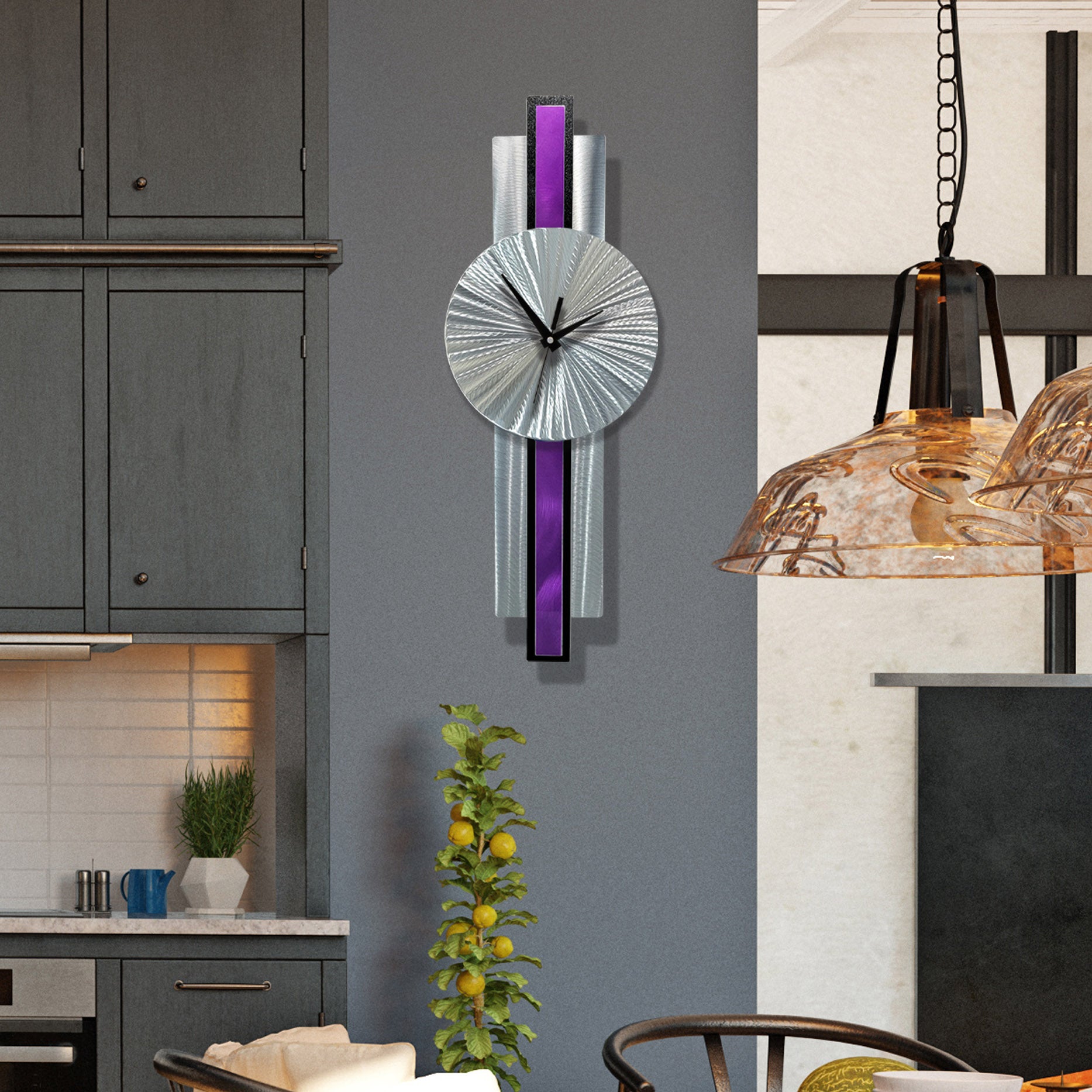 Infinite Orbit Clock Silver & Purple