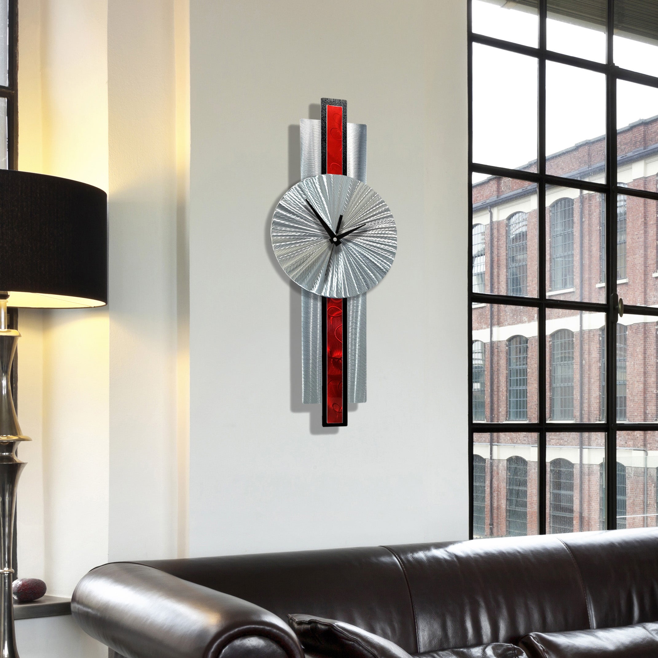 Infinite Orbit Clock Silver & Red