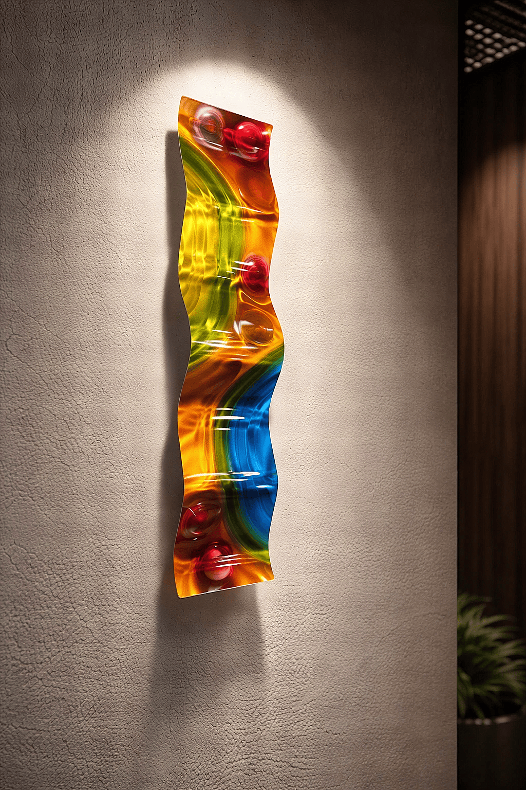 Rainbow Vortex - Metal Wave Art 10"x46"