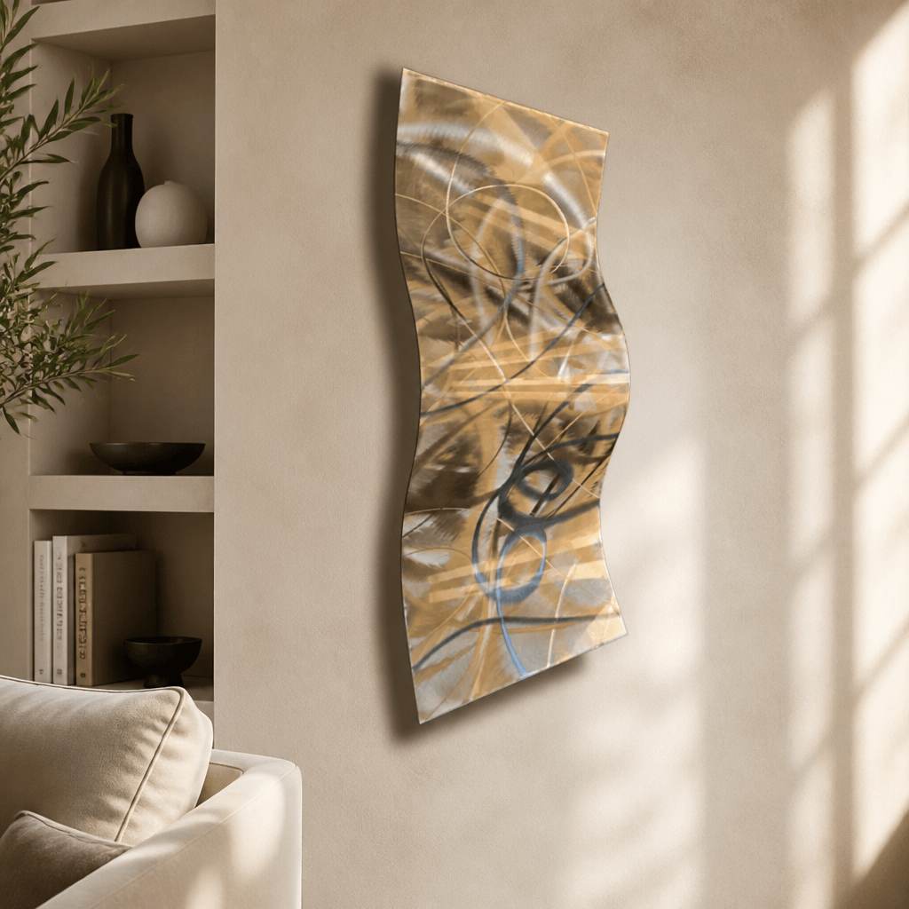 (Azure Current) - Metal Wall Clock 11"x24"