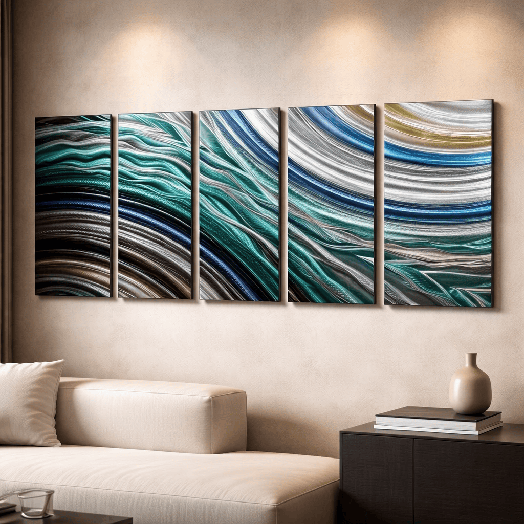 Coastal Reverie - 5-Panel Metal Wall Art  (wav 206)