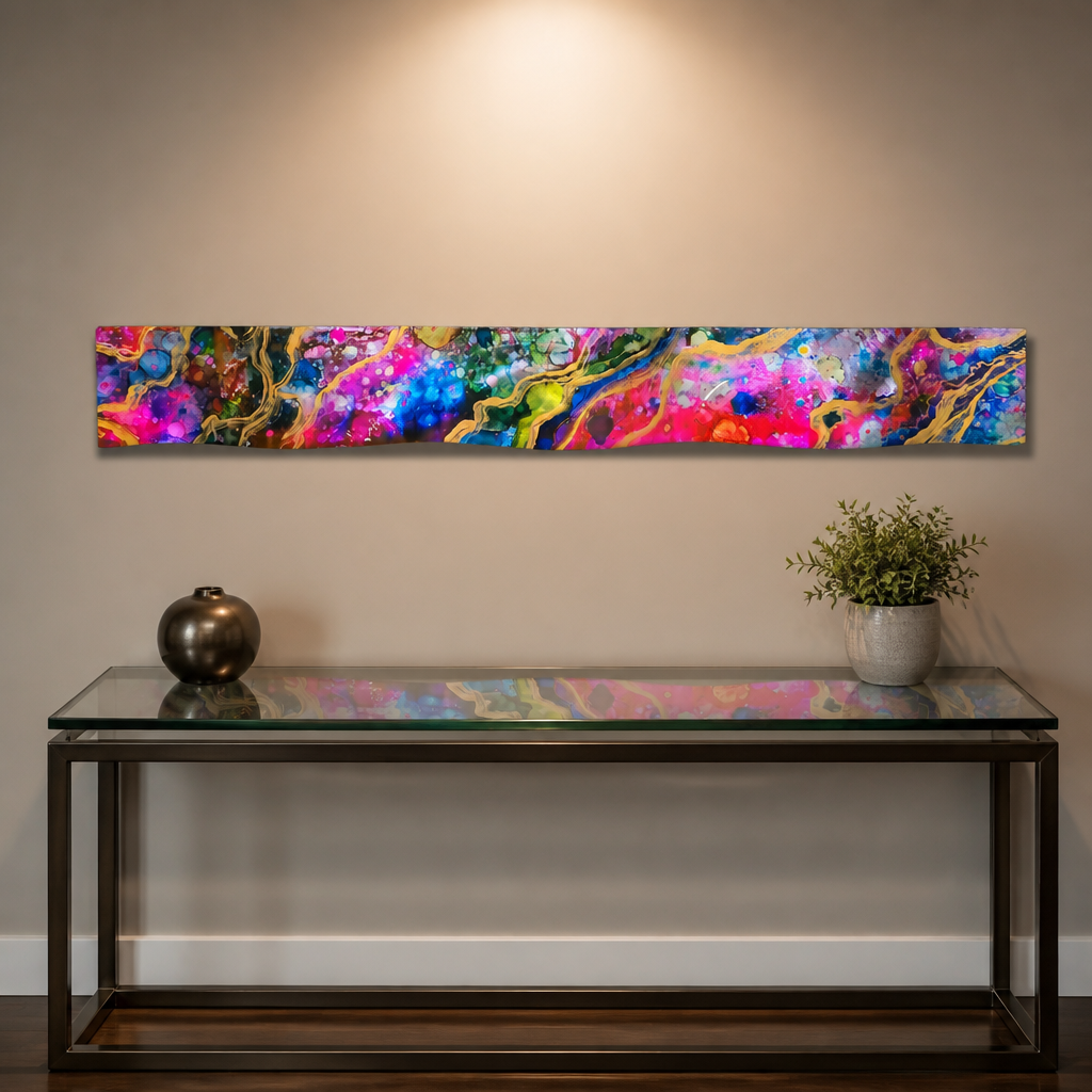 Fluid Euphoria - Metal Wave Wall Art 6"x46"