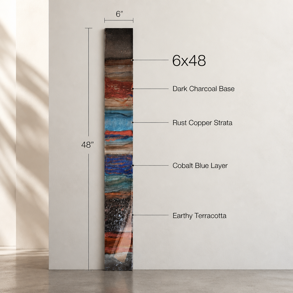 Strata Horizons - Metal Wall Art 6"x46"