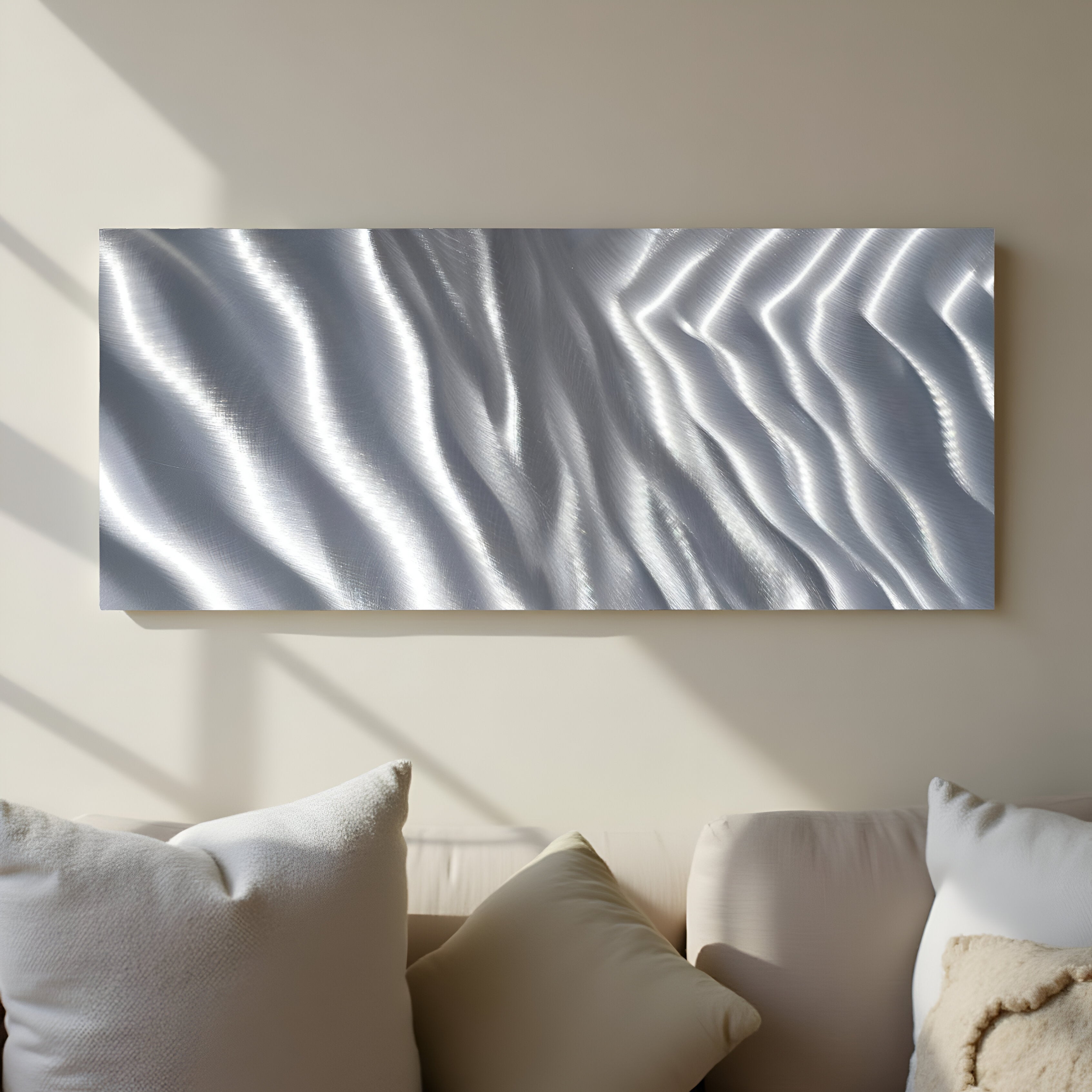 Silver Cascade - Contemporary Metal Wall Art