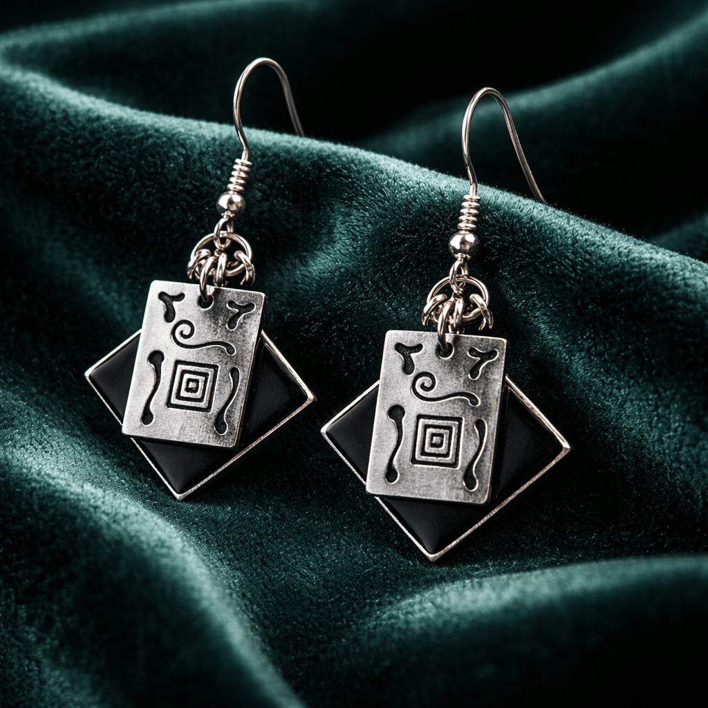 Ancient Symbols Dangle Earrings 1.5"