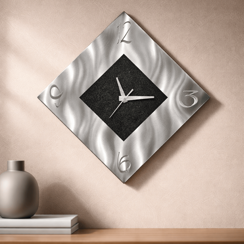 Obsidian Point - Metal Wall Clock 12"x12"