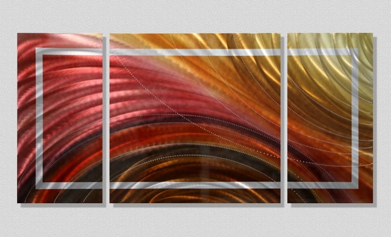 Ember Horizon - 3-Panel Metal Wall Art 50"x24" Eqinox