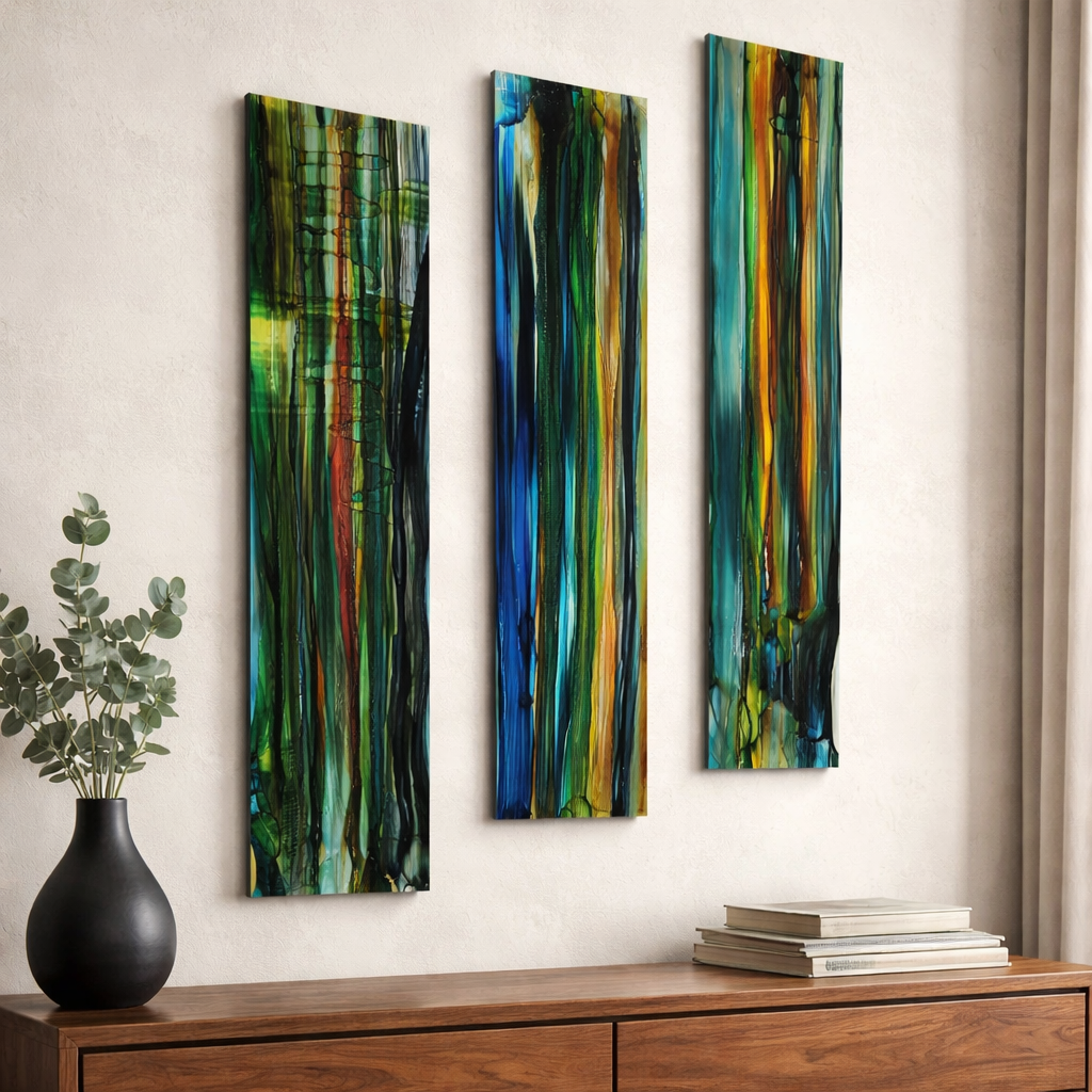 Rainforest Trio - 3-Panel Metal Wall Art 6"x24" (each)  gem p24
