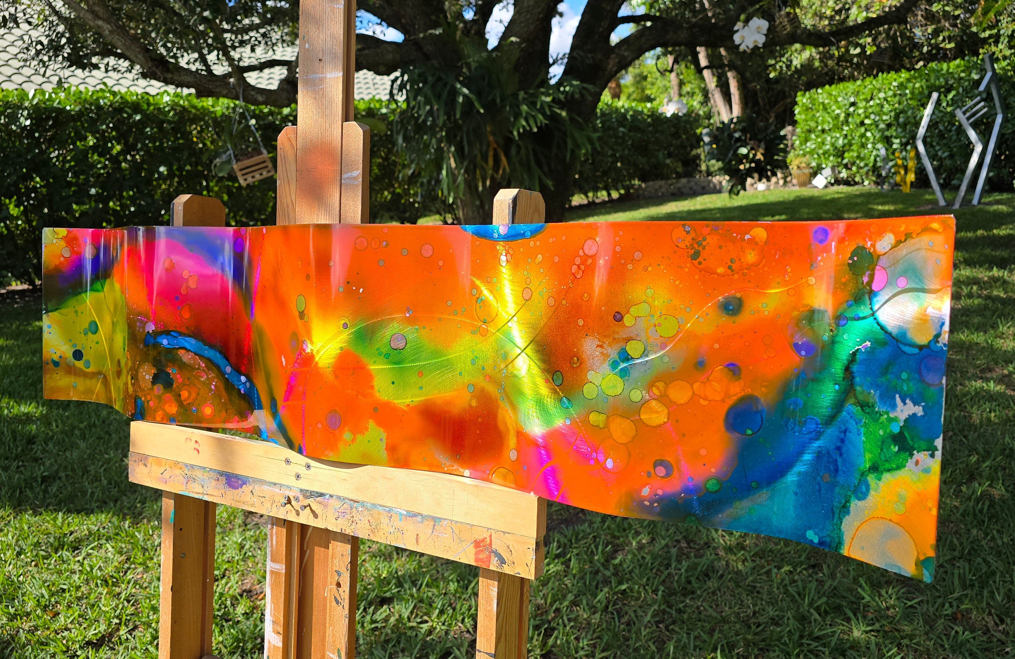 Citrus Burst - Metal Wave Art 10"x46"