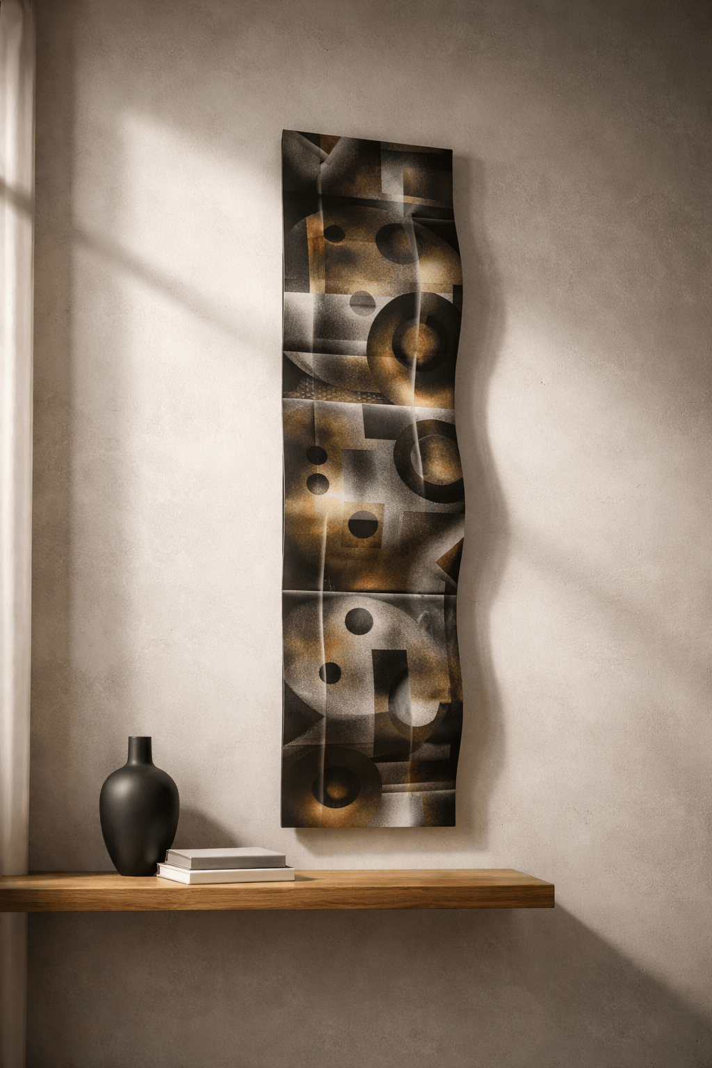 Geometric Shadows - Metal Wave Art 10"x46"