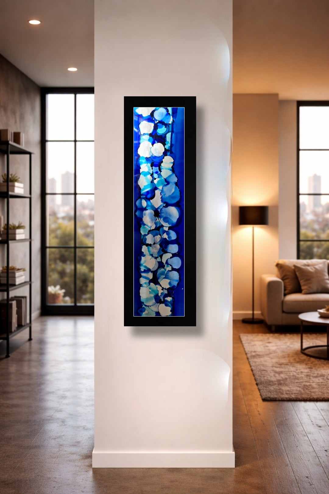Sapphire Pearls - Metal Wall Art 9"x27"