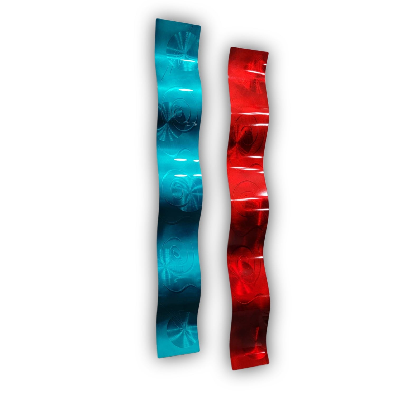Azure & Crimson Tide - Metal Wave Wall Art Set of 2 (wav81)