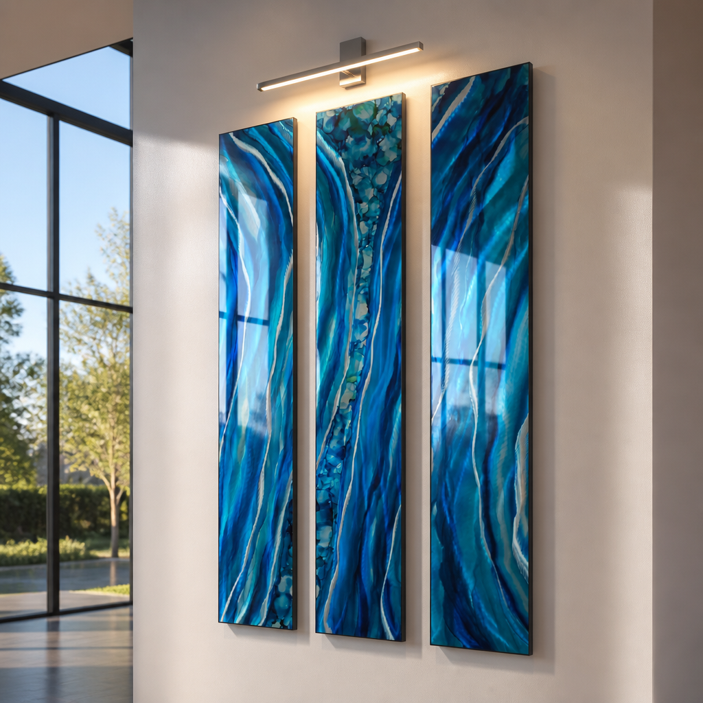 Colorful Circles Triptych - 3-Piece Metal Wall Art Set 8"x48" Each