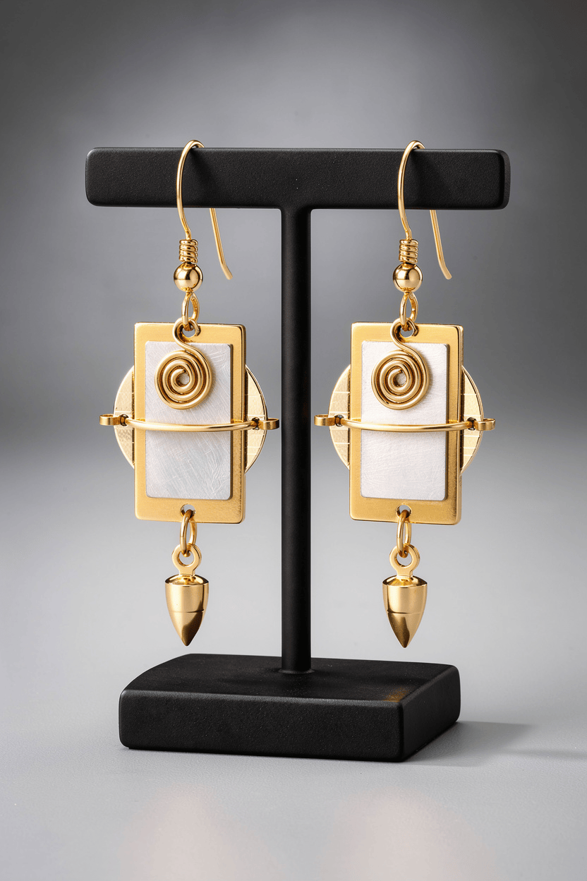 Celestial Spiral Dangle Earrings 2"