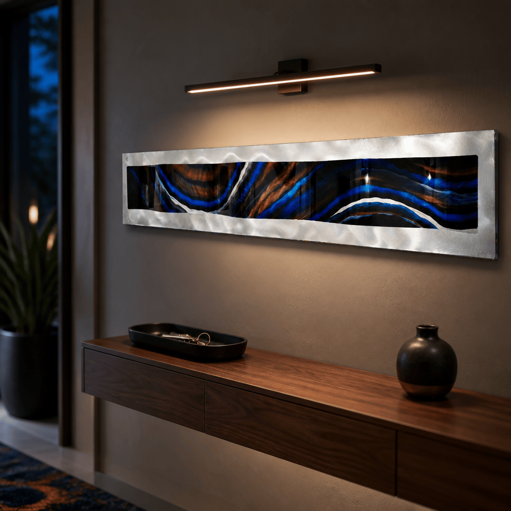 Midnight Indigo - Metal Wave Wall Art 10"x47"