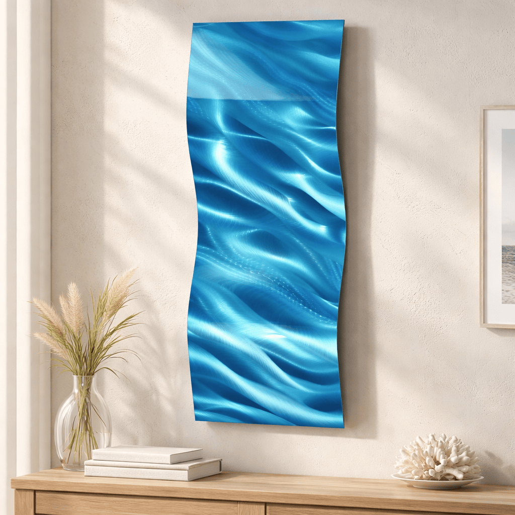 Aqua Surge - Metal Wave Wall Art 10"x23"  (w47)