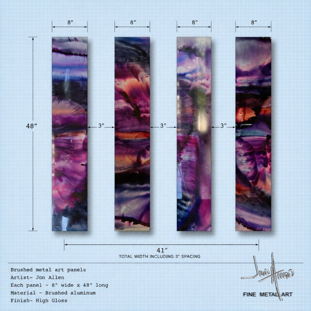 The Violet Hour - 4-Panel Metal Wall Art 8"x48" (each)