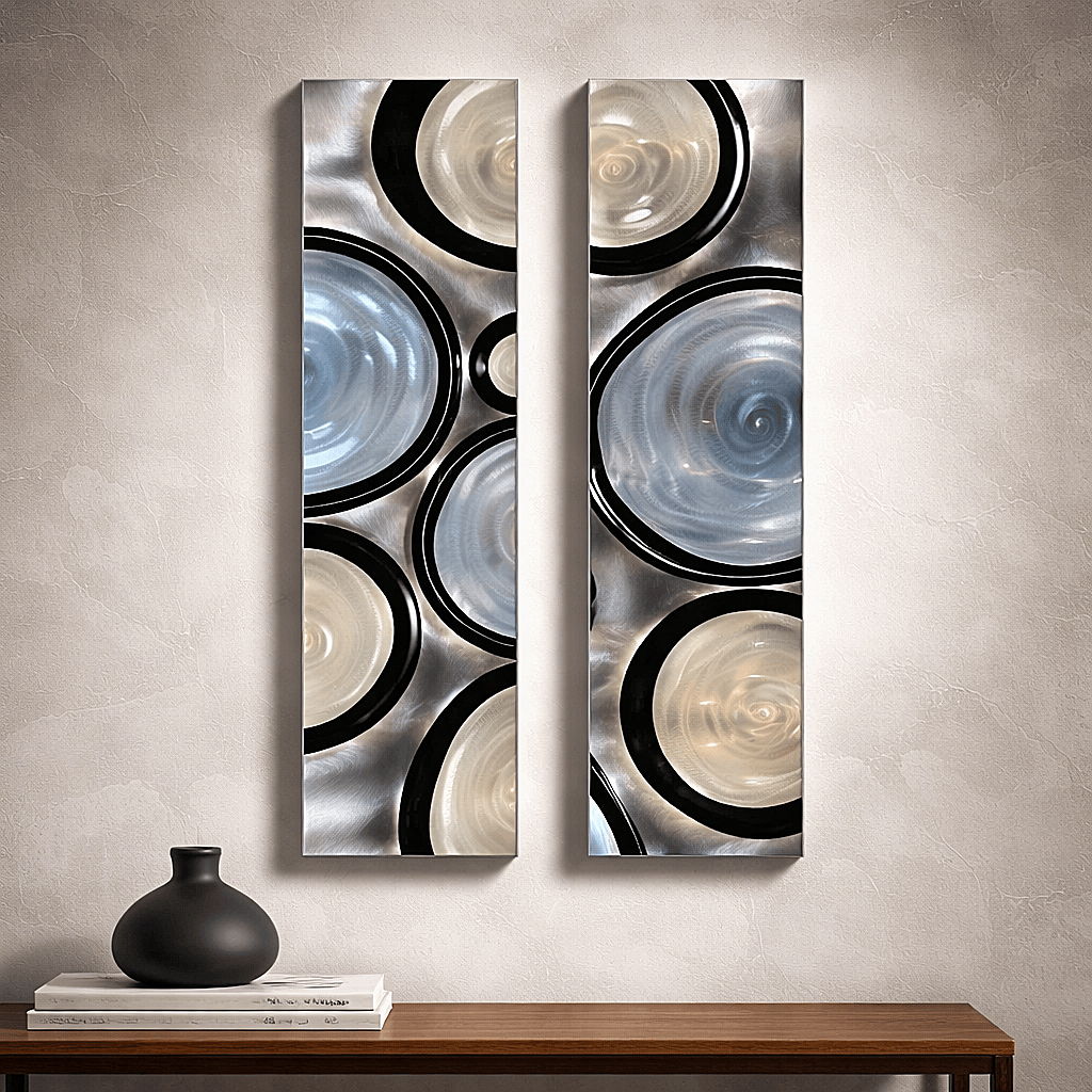 Lunar Circles - 2 Metal Wall Art 10"x36" each
