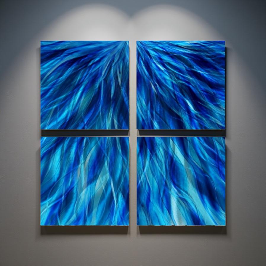 Azure Meditation - 4-Piece Metal Wall Art 12"x12"