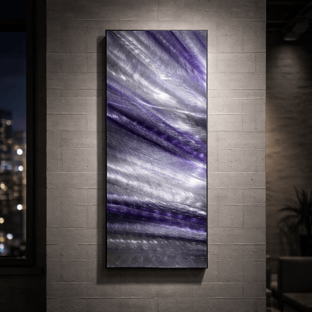 Amethyst Storm - Metal Wave Wall Art 9"x23"   (w106)