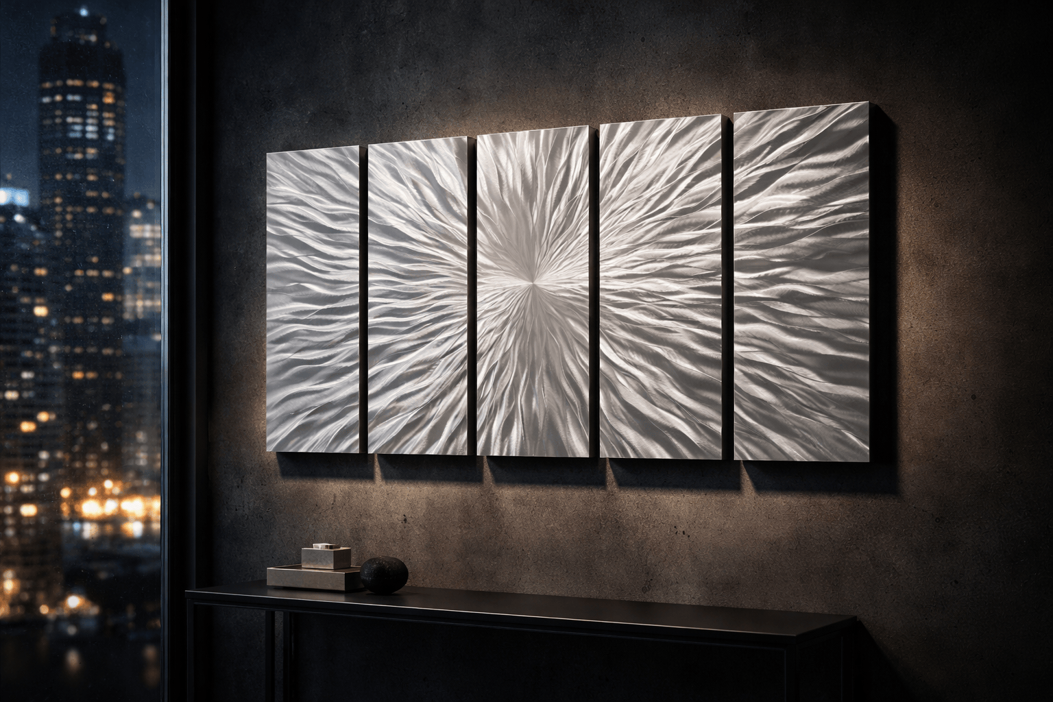 (Radiant Convergence) - 5-Panel Metal Wall Art 24"x64"