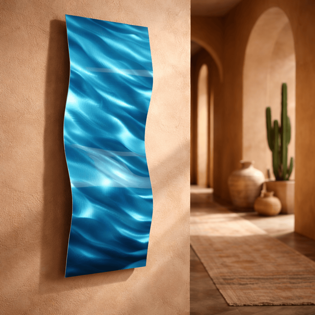 Aqua Surge - Metal Wave Wall Art 10"x23"  (w47)