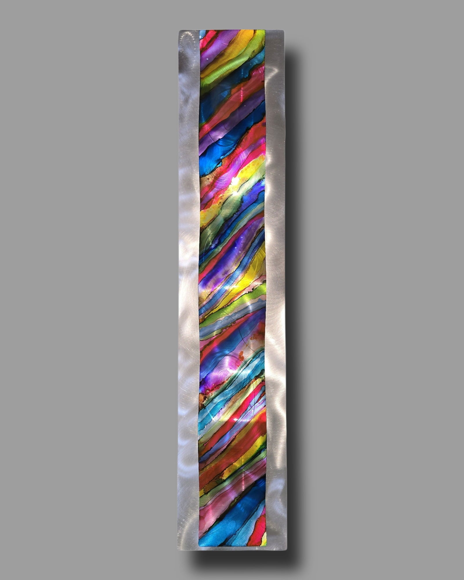 Rainbow Drift - Metal Wave Wall Art 47"x10"