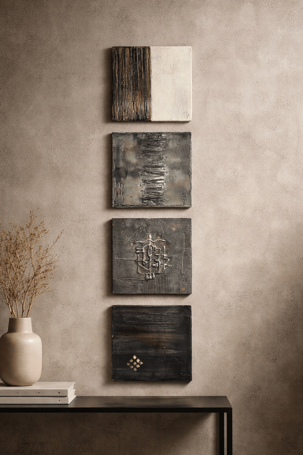Silent Quartet - 4-Piece Metal Wall Art Set 9"x9" Each