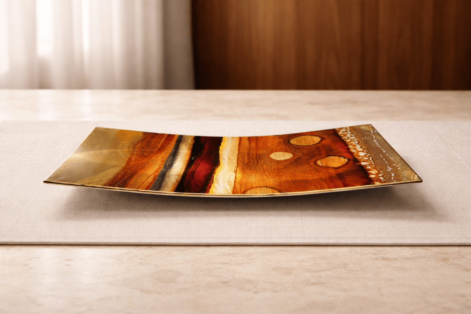 Ember Glow - Metal Decorative Tray 12"x6"