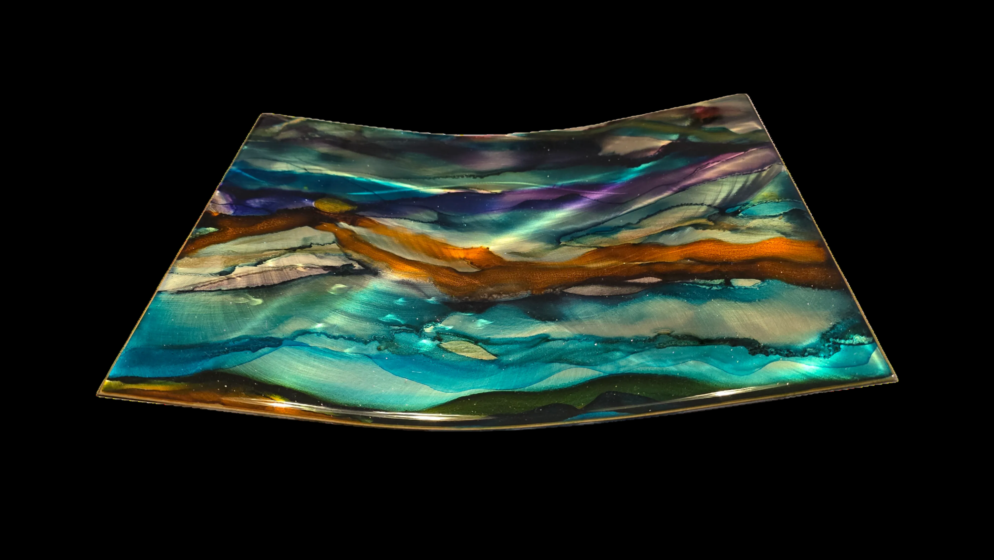 Tidal Harmony - Metal Decorative Tray  10"x10"