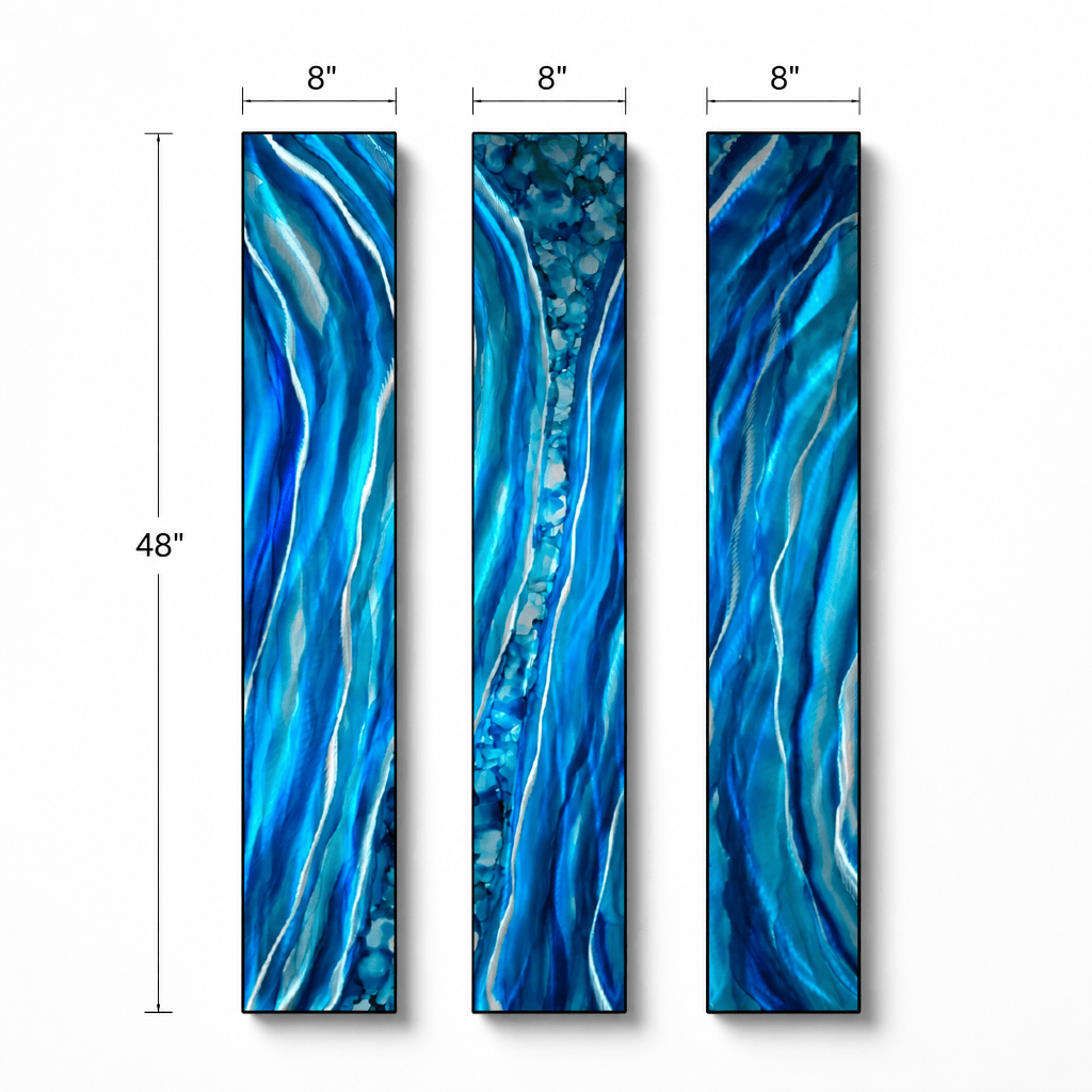 Colorful Circles Triptych - 3-Piece Metal Wall Art Set 8"x48" Each