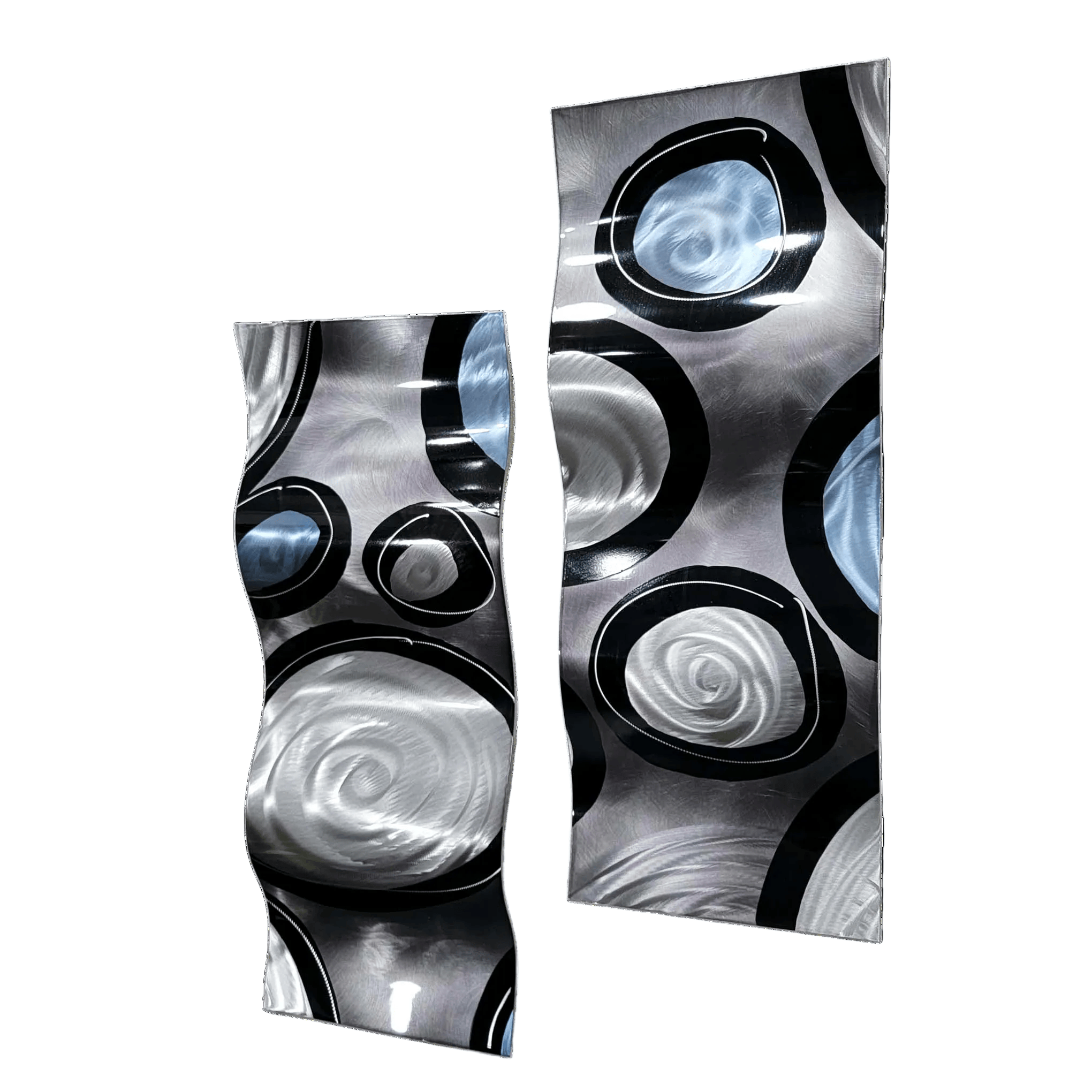 Orbital Drift - 2-Panel Metal Wave Wall Art 10"x23" (each)