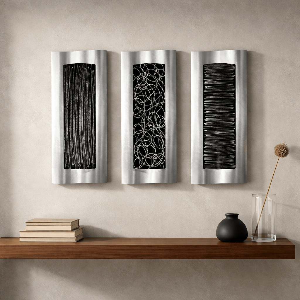 Silent Rhythm - Metal Wall Art Triptych 11"x24" (each)