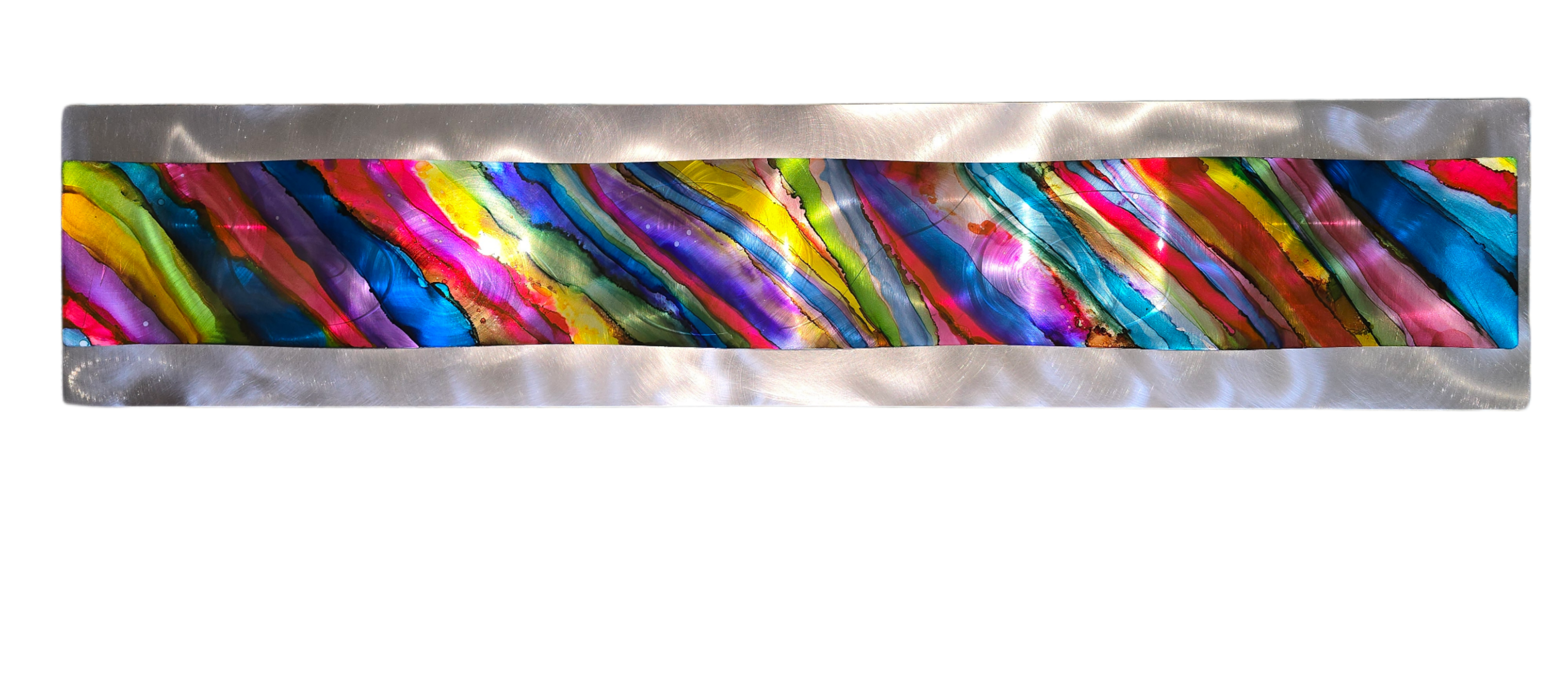 Rainbow Drift - Metal Wave Wall Art 47"x10"