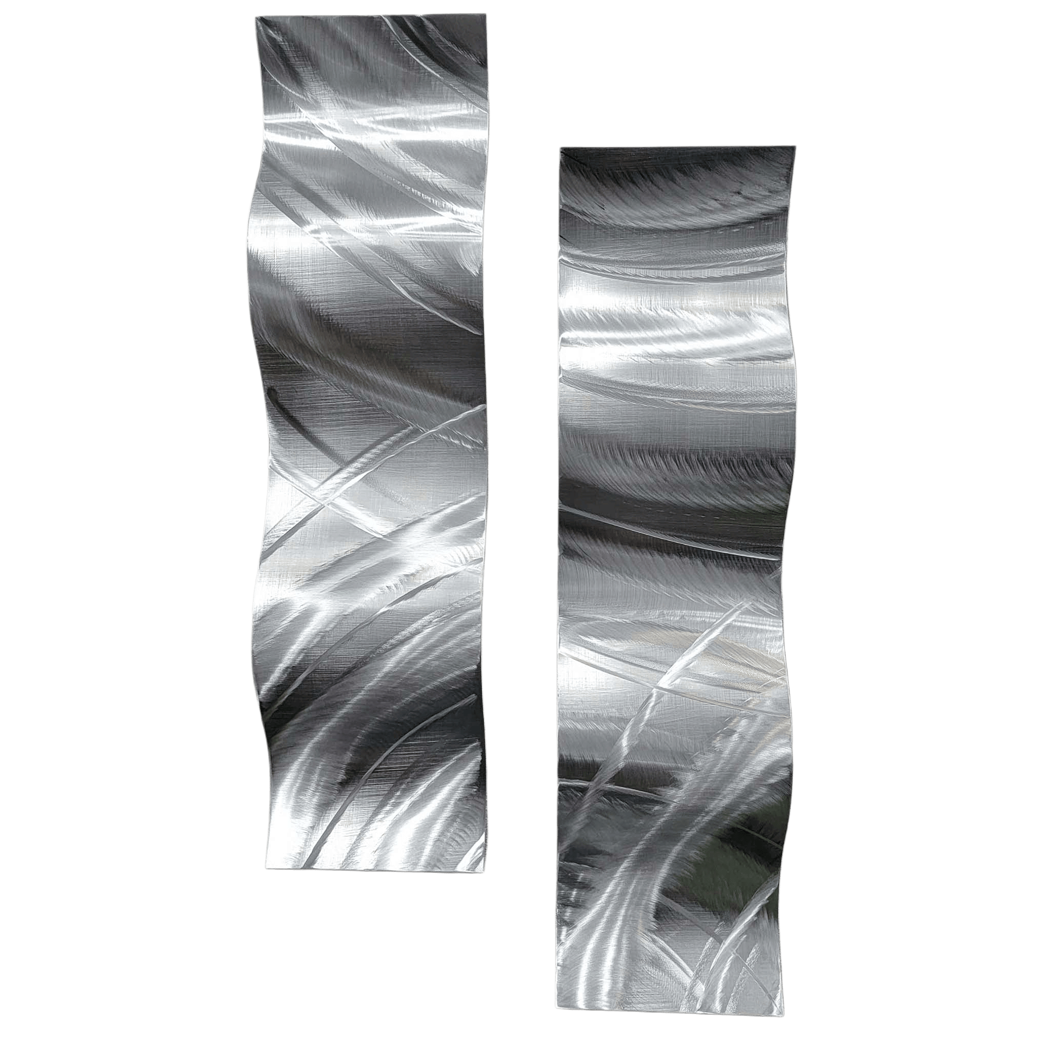 Twin Currents - 2-Panel Metal Wave Wall Art 6"x23" (each)